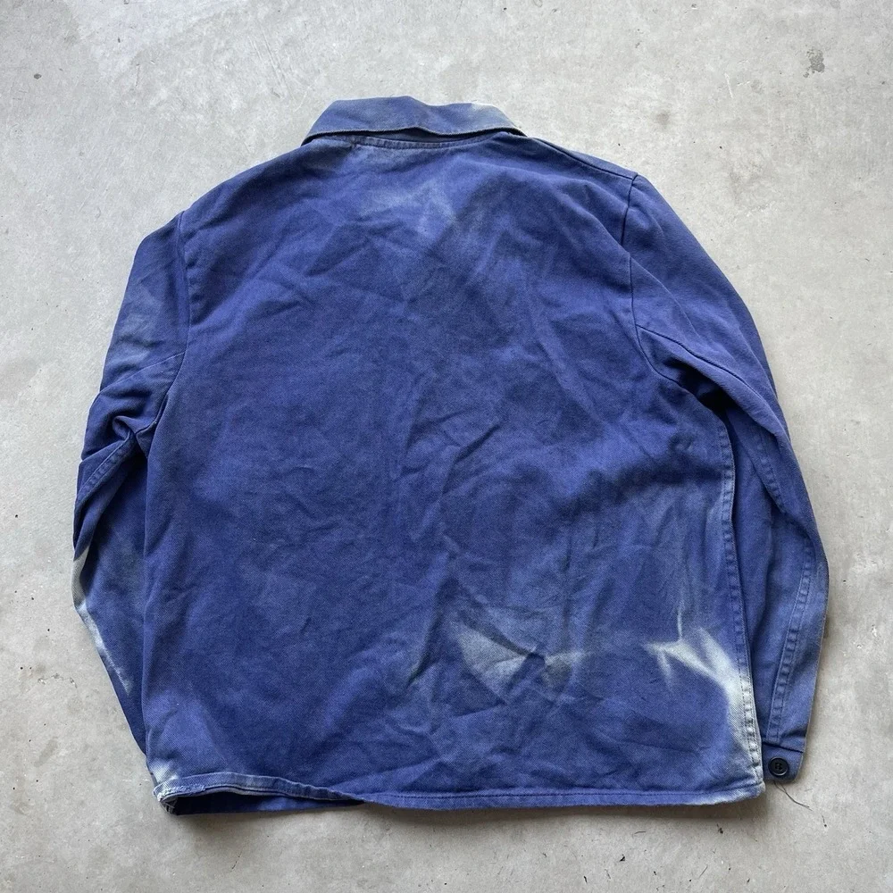 Vintage 60s French Workwear‎ Chore Jacket Two Pocket Distressed Faded Boxy 23x25